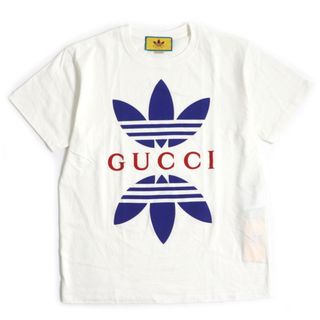 グッチ(Gucci)の未使用品 GUCCI グッチ adidas 22SS 548334 コットン トレフォイル ロゴプリント 半袖Ｔシャツ ホワイト S イタリア製 正規品 メンズ(Tシャツ/カットソー(半袖/袖なし))