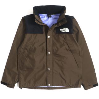 ザノースフェイス(THE NORTH FACE)の極美品 THE NORTH FACE ザ・ノースフェイス NP12333 MOUNTAIN RAINTEX JACKET フード入り ロゴ刺繍 ZIP ジャケット マウンテンパーカー ダークブラウン ブラック L 正規品 メンズ(マウンテンパーカー)