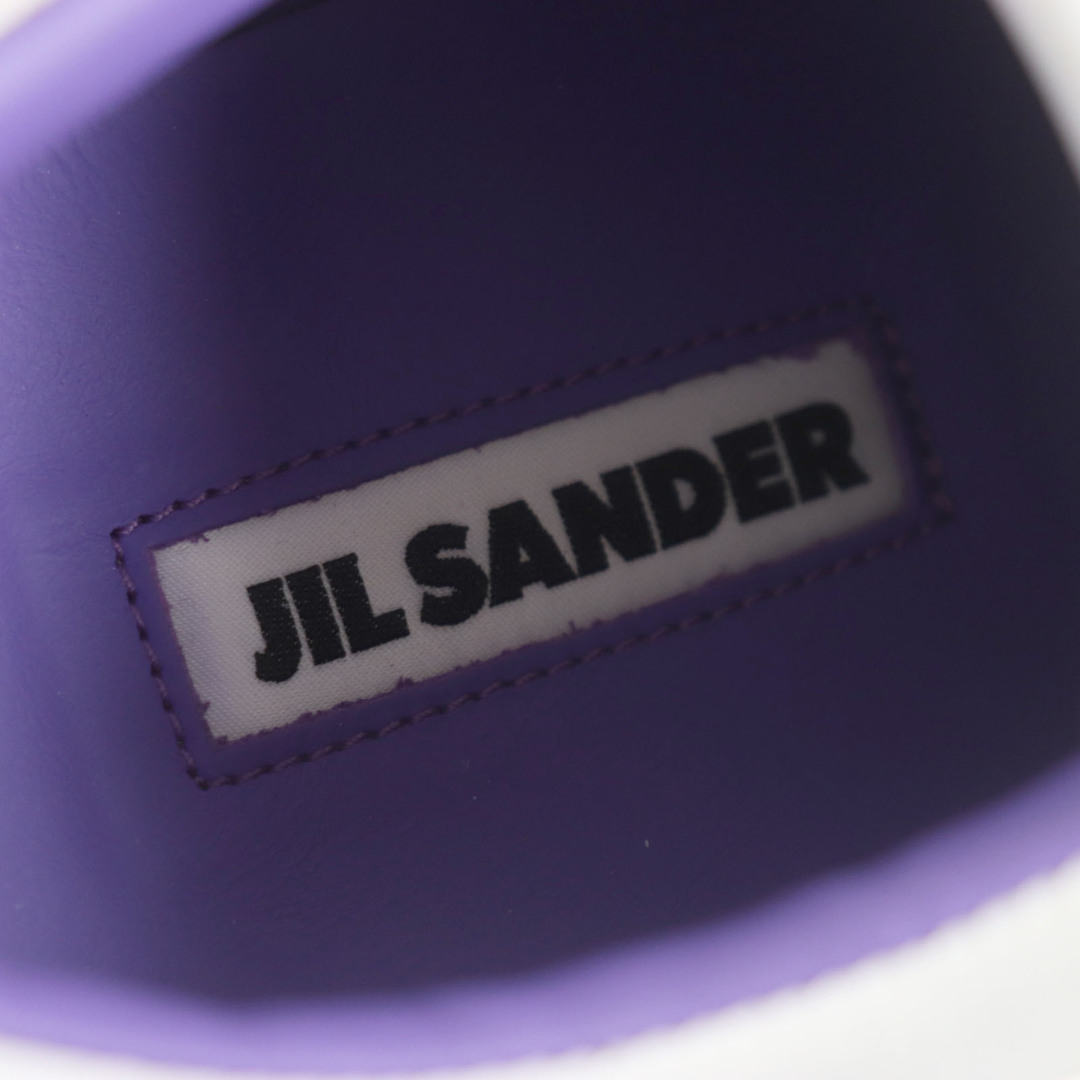 Jil Sander(ジルサンダー)の未使用品 JIL SANDER ジルサンダー レザー ロゴ入り ローカットスニーカー ホワイト パープル 44 箱・保存袋付き メンズ 定価104,500円 メンズの靴/シューズ(スニーカー)の商品写真