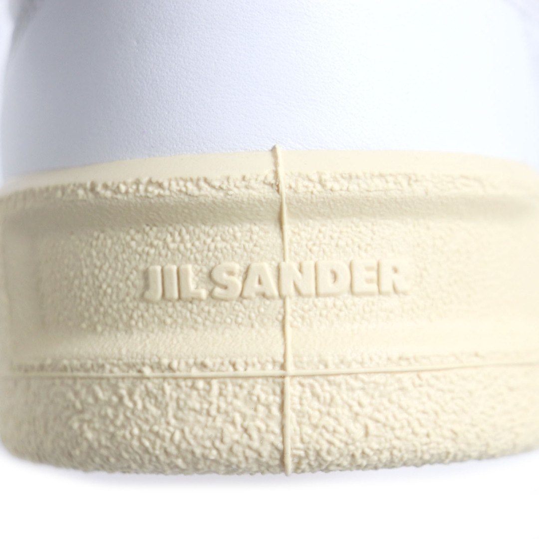 Jil Sander(ジルサンダー)の未使用品 JIL SANDER ジルサンダー レザー ロゴ入り ローカットスニーカー ホワイト パープル 44 箱・保存袋付き メンズ 定価104,500円 メンズの靴/シューズ(スニーカー)の商品写真