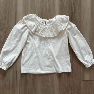 ザラキッズ(ZARA KIDS)のZARA ザラキッズ  白トップス 襟フリルトップス 98 2-3(ブラウス)