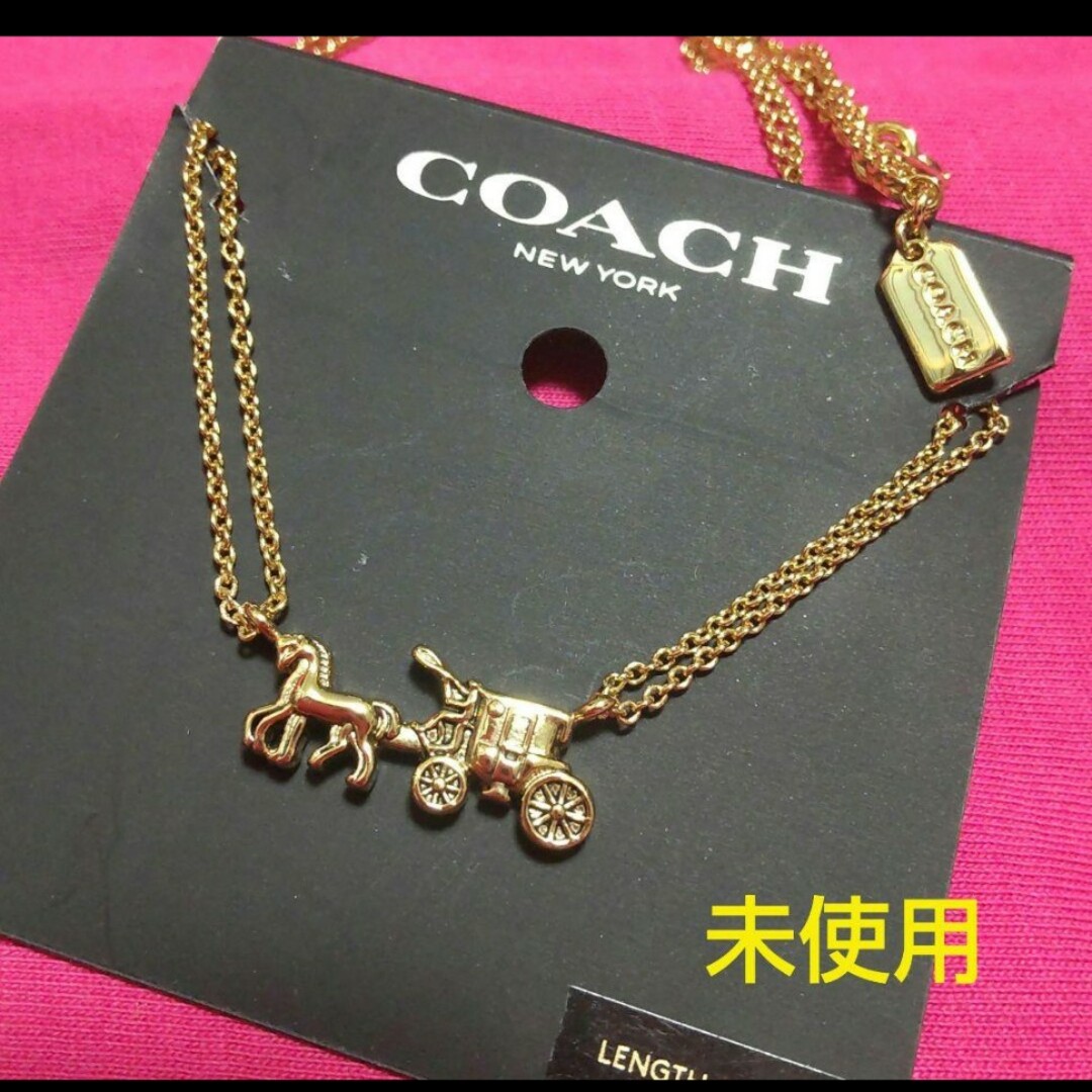 COACH(コーチ)の【未使用】COACH ホース& キャリッジ  Wチェーン ネックレス・超美品 レディースのアクセサリー(ネックレス)の商品写真