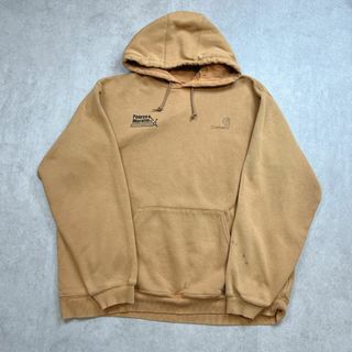 カーハート(carhartt)のメキシコ製　カーハート　企業ロゴ　パーカー　プルオーバー　古着　オレンジ　2XL(パーカー)