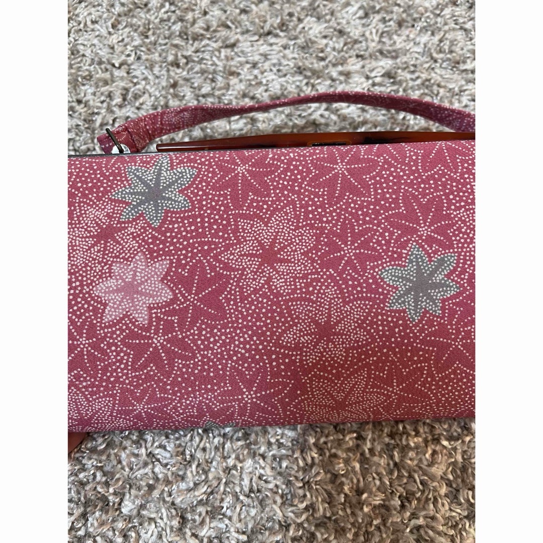 和装小物 バッグ アンティーク 昭和 レトロ ピンク 紅葉 レディースの水着/浴衣(和装小物)の商品写真