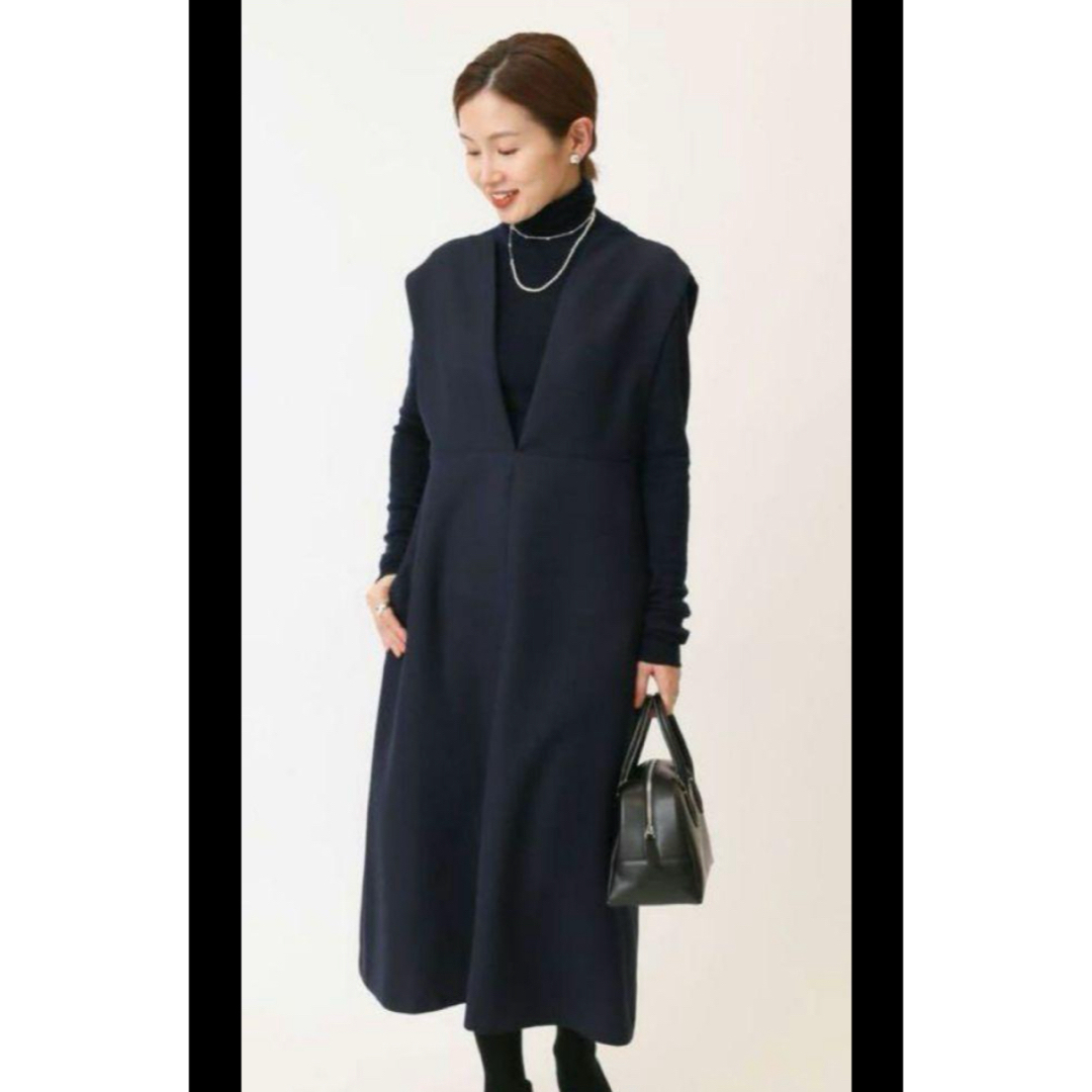 IENA &NAVY カーブネックワンピース ネイビー 36 IENA &NAVY カーブネックワンピース ネイビー 36