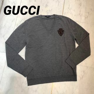 グッチ(Gucci)の☆美品☆GUCCI ヒステリア ニットトップス ウール グレー Vネック(ニット/セーター)