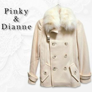 ピンキーアンドダイアン(Pinky&Dianne)のPinky&Dianne Ｐコート ショート丈 カシミヤ混 ファー付 M(ピーコート)