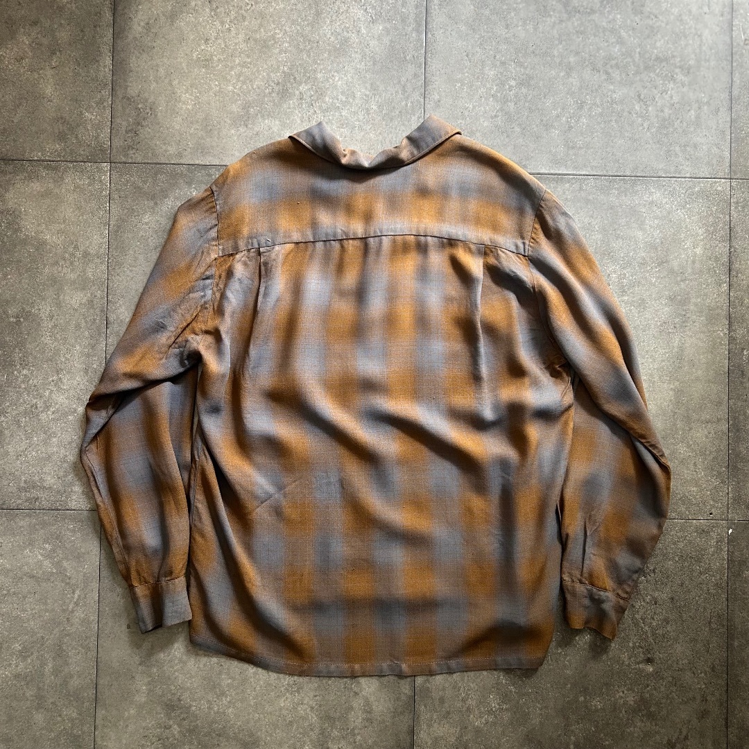60s da vinci ヴィンテージレーヨンシャツ M グレー×ゴールド メンズのトップス(シャツ)の商品写真