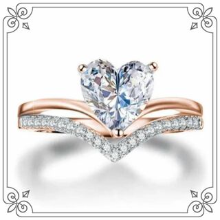 ハート ダイヤモンド リング 指輪 二連 可愛い レディース 新品 925(リング(指輪))