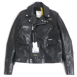 未使用品 MONCLER GENIUS モンクレール ジーニアス 7 ヒロシフジワラ フラグメント Lewis Leathers DWAYNE CYCLONE JACKET レザージャケット ブラック 36 イギリス製 国内正規品 メンズ(レザージャケット)