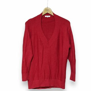 プラステ(PLST)のPLST Ｖネック長袖ニット セーター シンプル　赤　Mサイズ(ニット/セーター)