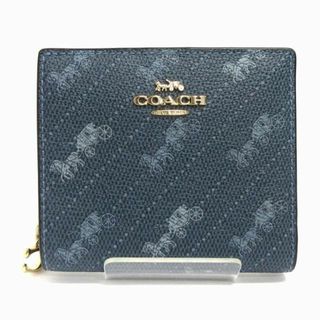 コーチ(COACH)のコーチ 二つ折り財布 ウォレット 小銭入れ 総柄 ロゴ 青系 (財布)