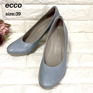 エコー(ECCO)のecco エコー パンプス ハイヒール ラウンドトゥ ブルー系39(ハイヒール/パンプス)