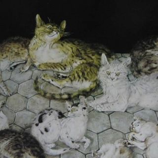 藤田嗣治、【群猫】、希少な額限定装用画集より、新品額装付、状態良好(絵画/タペストリー)