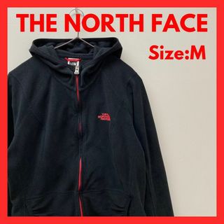 ザノースフェイス(THE NORTH FACE)の【美品】古着　ノースフェイス　フリースパーカ　レディース　ブラック　M(パーカー)