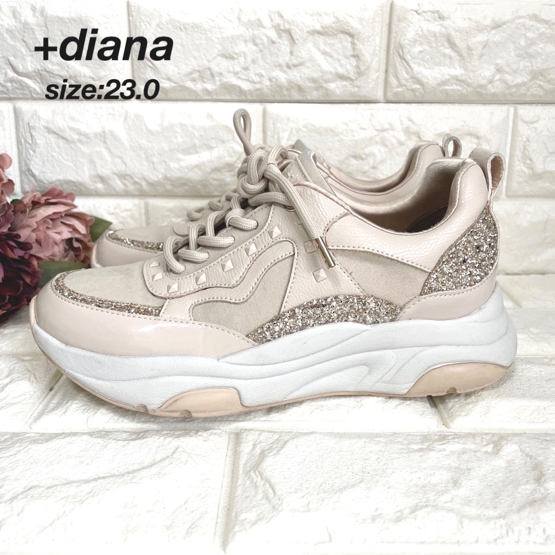 DIANA(ダイアナ)の+diana プラスダイアナ　グリッタースニーカー 厚底 ピンク23.0 レディースの靴/シューズ(スニーカー)の商品写真