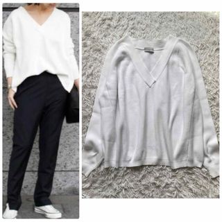 ドゥーズィエムクラス(DEUXIEME CLASSE)の美品✨ ドゥーズィエムクラス ニット 春服 Ｖネック カットソー 綿 長袖(ニット/セーター)