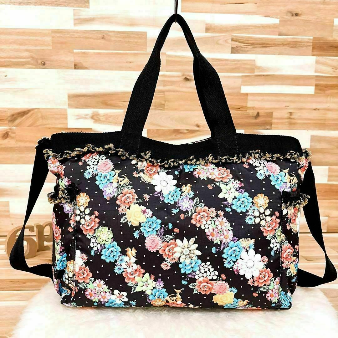 LeSportsac(レスポートサック)の【レスポートサック×ベネフィット】トートバッグ バーブルズアンドブルームス 黒 レディースのバッグ(トートバッグ)の商品写真