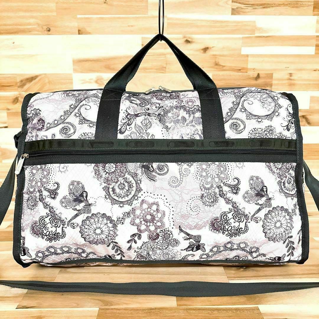 LeSportsac(レスポートサック)の【レスポートサック】花柄レース柄 フェアリー妖精 ボストンバッグ ピンク×グレー レディースのバッグ(ボストンバッグ)の商品写真