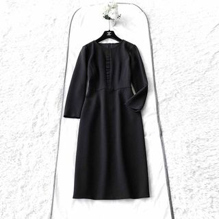 アニオナ(Agnona)の新品同様‼️ 現行タグ AGNONA ブラックタグ フリル付き 名品ワンピース(ひざ丈ワンピース)