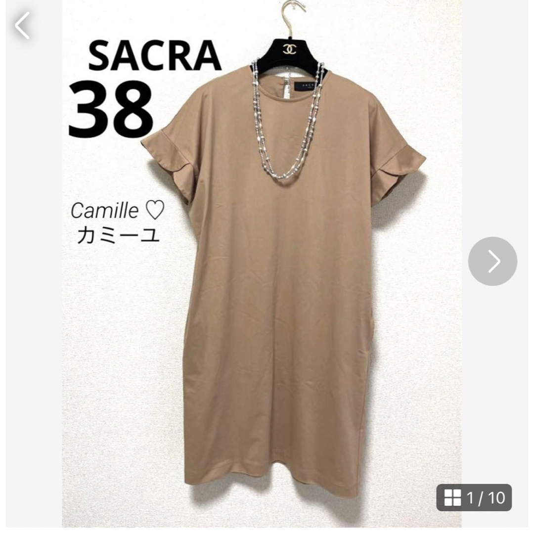 SACRA(サクラ)の美品♡ サクラSACRA ワンピース♡サイズ38 キャメル♡ レディースのワンピース(ひざ丈ワンピース)の商品写真