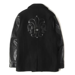 Chrome Hearts - CHROME HEARTS クロムハーツ コート サイズ:M 近年モデル フレアニー CHクロスボタン カシミア 袖レザー Pコート JVP ブラック 黒 アメリカ製 アウター ブルゾン 【メンズ】【中古】