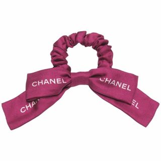 シャネル(CHANEL)の美品 23S シャネル CHANELロゴ シルク リボン シュシュ ヘアゴム▼３(ヘアゴム/シュシュ)