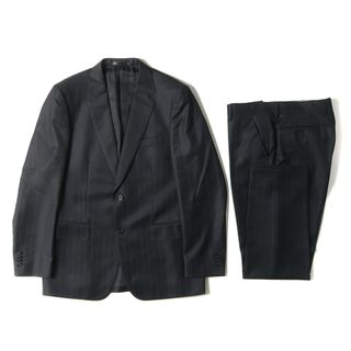 ポールスミス(Paul Smith)の美品 Paul Smith ポールスミス サイズ:XL Ermenegildo Zegna オーストラリアン ウール ストライプ 2B テーラードジャケット & スラックスパンツ / スーツ セットアップ ネイビー ブラック系 日本製【メンズ】【中古】(セットアップ)