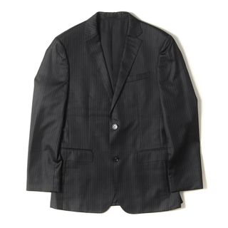 美品 BURBERRY BLACK LABEL バーバリー ブラックレーベル ジャケット サイズ:S ストライプ ウール ツイル 2B テーラードジャケット ブラック 黒 アウター ブレザー 上着【メンズ】【中古】(テーラードジャケット)