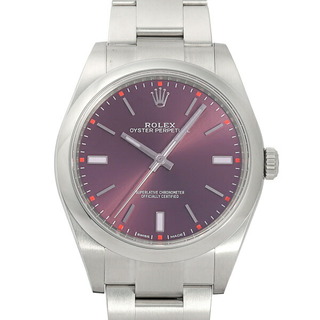 ロレックス(ROLEX)のロレックス ROLEX オイスターパーペチュアル 39 114300 レッドグレープ文字盤 中古 腕時計 メンズ(腕時計(アナログ))