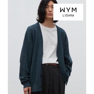 リドム(LIDNM)のWYM LIDM ウィムリドム WIDE AZE CARDIGAN グリーン(カーディガン)