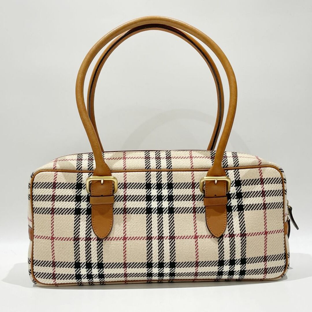 BURBERRY(バーバリー)のBURBERRY ショルダーバッグ チェック ロゴ 肩掛け ボストン ウール レザー レディースのバッグ(ショルダーバッグ)の商品写真