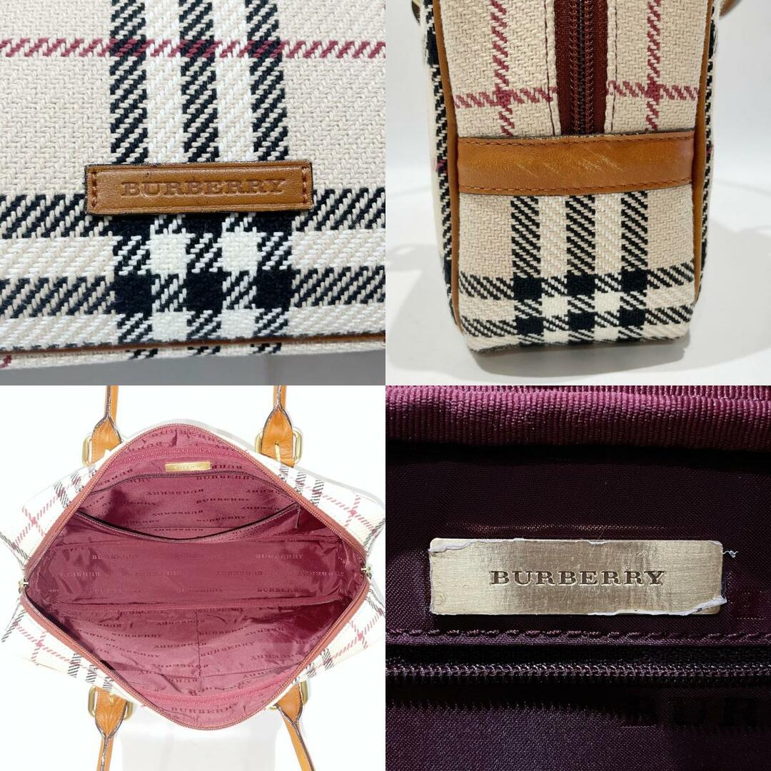 公式初売 BURBERRY ショルダーバッグ チェック ロゴ 肩掛け ボストン ウール レザー