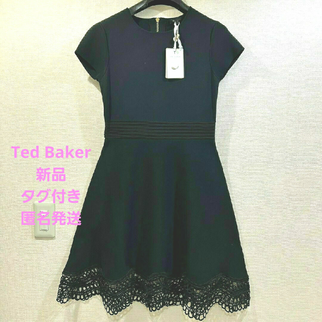 TED BAKER(テッドベイカー)のテッドベイカーTed Baker ワンピース　ニットワンピース　黒　新品 レディースのワンピース(ひざ丈ワンピース)の商品写真