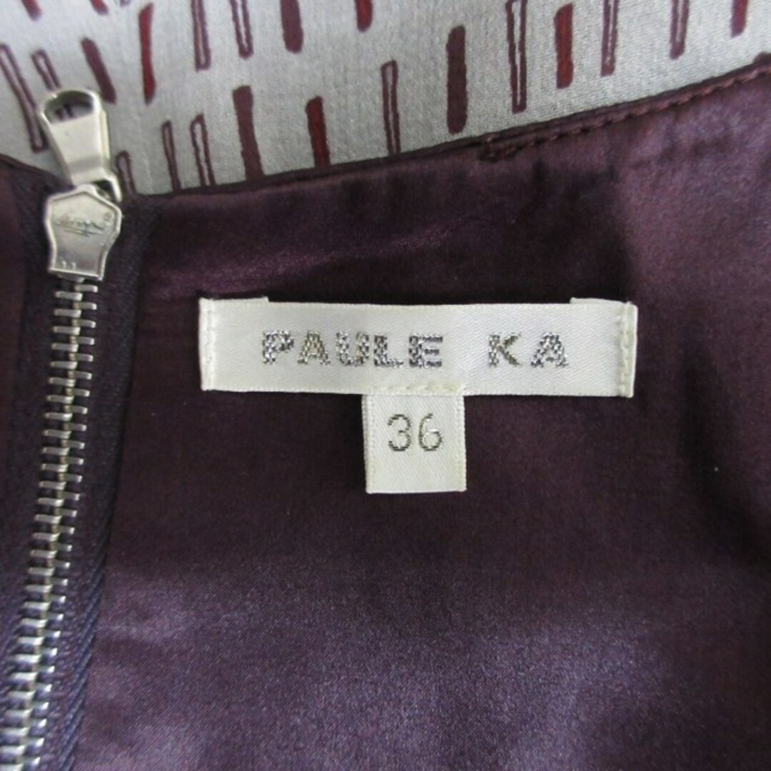 PAULE KA(ポールカ)のポールカ PAULE KA ワンピース 膝丈 シルク エンジ系 36 レディースのワンピース(ひざ丈ワンピース)の商品写真