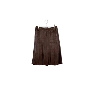 GRACE CONTINENTAL brown leather skirt グレースコンチネンタル レザースカート ブラウン サイズ36 牛革 レディース ヴィンテージ 6(ひざ丈スカート)
