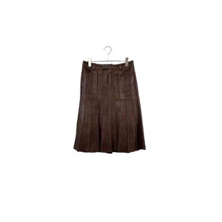 GRACE CONTINENTAL brown leather skirt グレースコンチネンタル レザースカート ブラウン サイズ36 牛革 レディース ヴィンテージ 6(ひざ丈スカート)