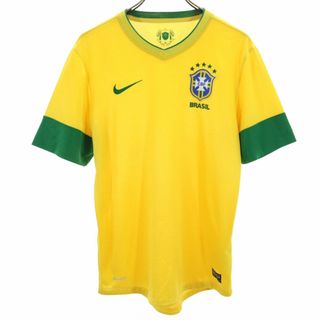 ナイキ(NIKE)のナイキ ブラジル代表 サッカー 半袖 Vネック ウェア S イエロー系 NIKE メンズ 古着 【240312】(ウェア)