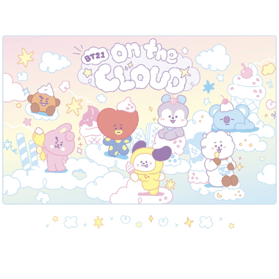 BT21(ビーティーイシビル)の【 BT21 】 ON THE CLOUD ぬいぐるみキーリング クッキー グク エンタメ/ホビーのタレントグッズ(アイドルグッズ)の商品写真