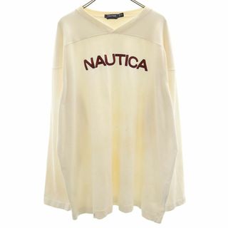 ノーティカ(NAUTICA)のノーティカ 長袖 スウェット トレーナー XXL ホワイト系 NAUTICA ビッグサイズ メンズ 古着 【240312】(スウェット)