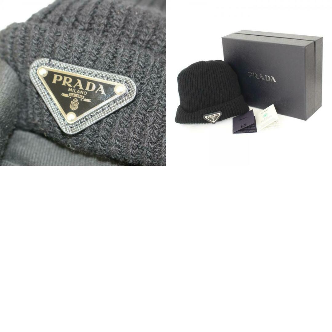 PRADA プラダ 三角プレート ビーニー ニット帽 L PRADA プラダ 三角プレート ビーニー ニット帽 L