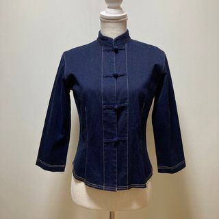 ミチヨイナバ(MICHIYO INABA)の美品　レキップ　ヨシエイナバ　チャイナ風ジャケット　 Gシャン　デニムシャツ(シャツ/ブラウス(長袖/七分))