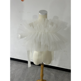 ウエディングドレス オフショルダー オフホワイト ソフトチュール 色直し(ウェディングドレス)