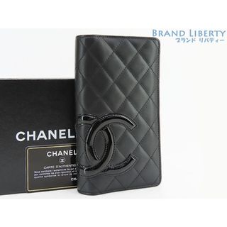 シャネル(CHANEL)のほぼ新品シャネルカンボンラインココマーク二つ折り長財布ブラックエナメ(財布)