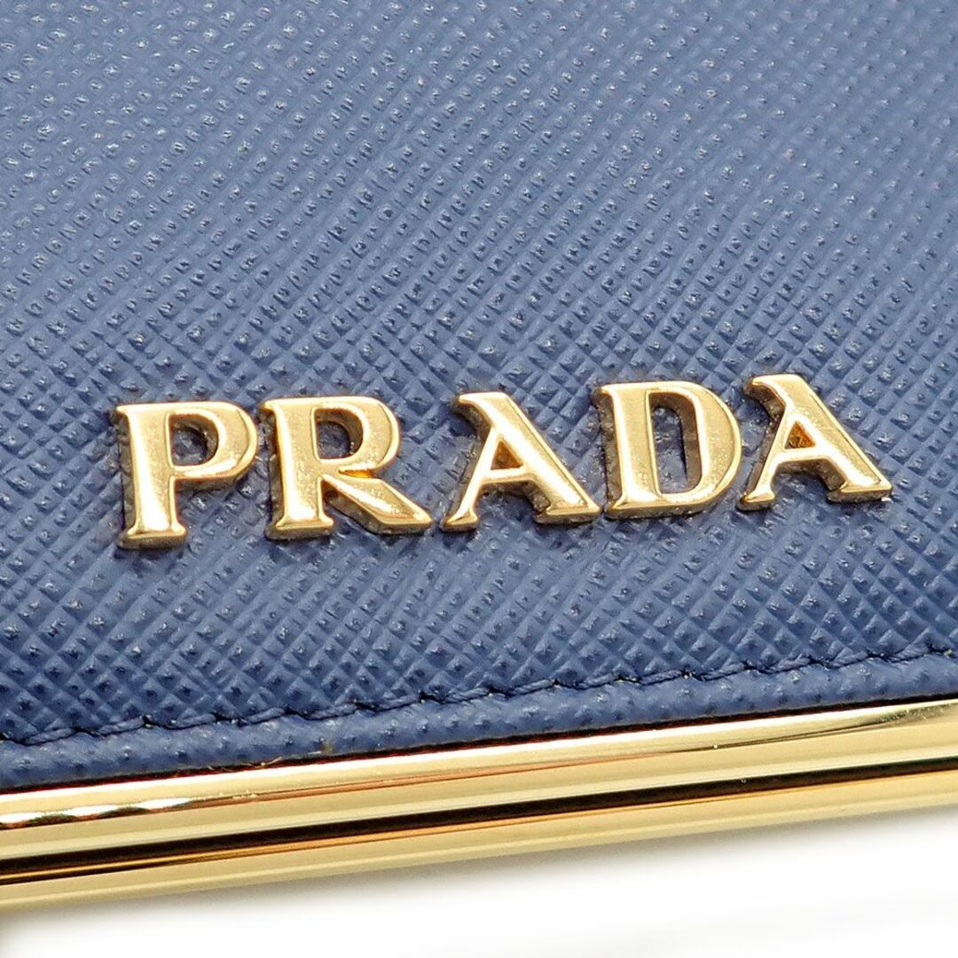 PRADA(プラダ)の未使用品 プラダ 二つ折り財布 コンパクトウォレット 1MV204 サフィアーノ メタル ブルーティ ブルー ゴールド金具 レディースのファッション小物(財布)の商品写真