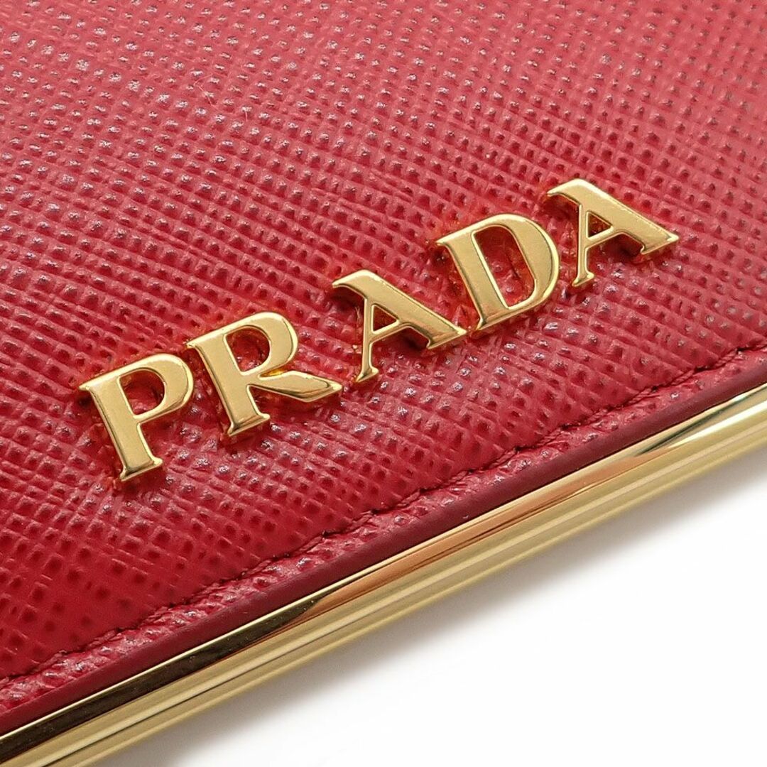 PRADA(プラダ)の未使用品 プラダ 二つ折り財布 コンパクトウォレット 1MV204 サフィアーノ メタル フォーコ レッド ゴールド金具 レディースのファッション小物(財布)の商品写真