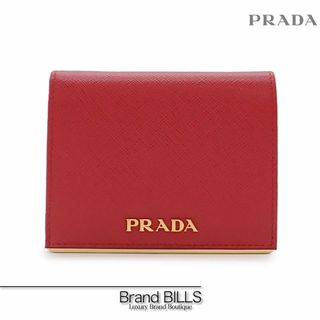 プラダ(PRADA)の未使用品 プラダ 二つ折り財布 コンパクトウォレット 1MV204 サフィアーノ メタル フォーコ レッド ゴールド金具(財布)