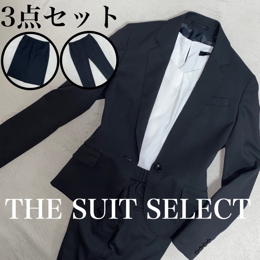 THE SUIT COMPANY(スーツカンパニー)のSUIT SELECT 美品　3点セット　M位　ストレッチ・家洗い可　チェック柄 レディースのフォーマル/ドレス(スーツ)の商品写真