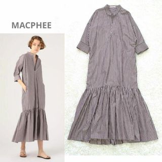 マカフィー(MACPHEE)のMACPHEE マカフィー コットンブロードストライプ ティアードワンピース(ロングワンピース/マキシワンピース)