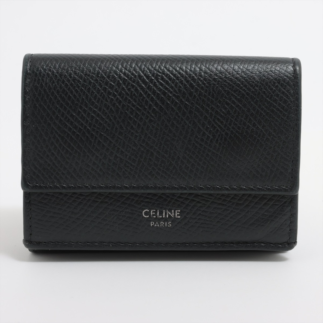 celine(セリーヌ)のセリーヌ コンパクト ウォレット レザー 三つ折り 財布 本革 ブラック 黒 二つ折り メンズ レディース EEM R20-4 メンズのファッション小物(折り財布)の商品写真